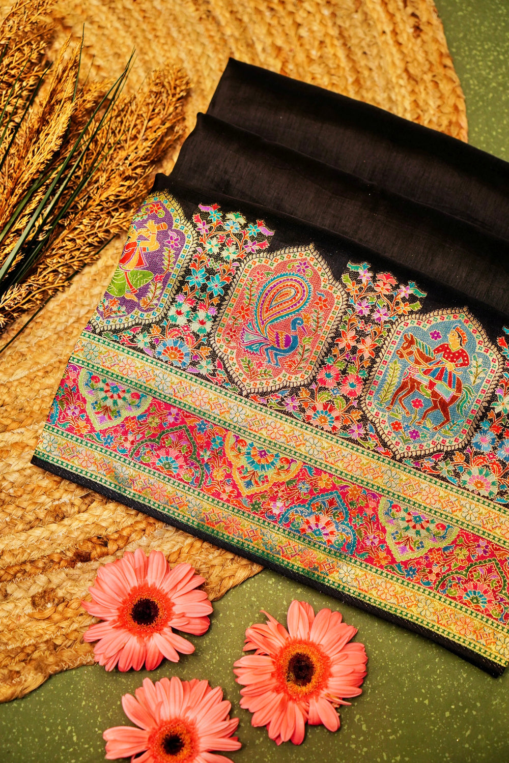 Banarasi Black Blended Moonga Silk Saree