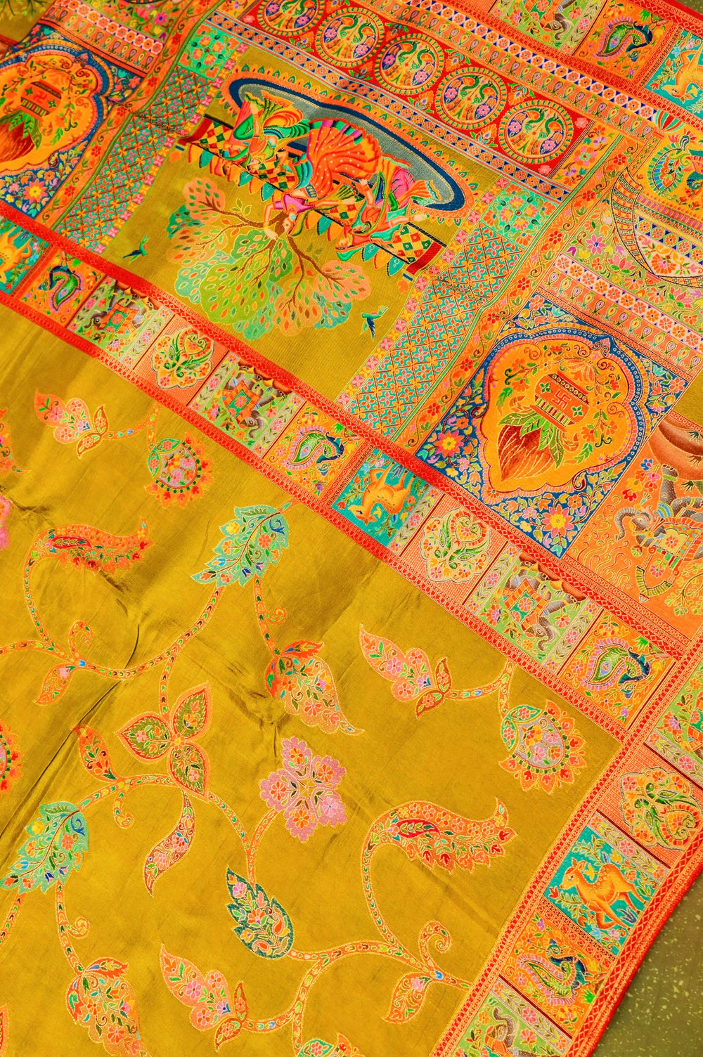 Banarasi Mustard Blended Moonga Silk Saree