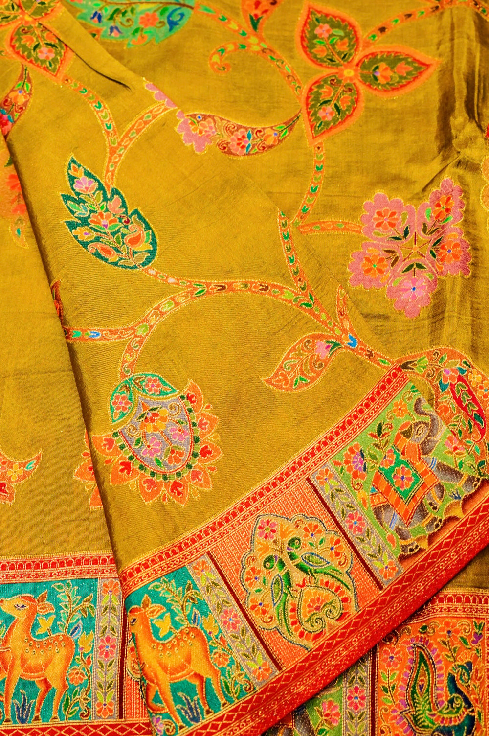 Banarasi Mustard Blended Moonga Silk Saree