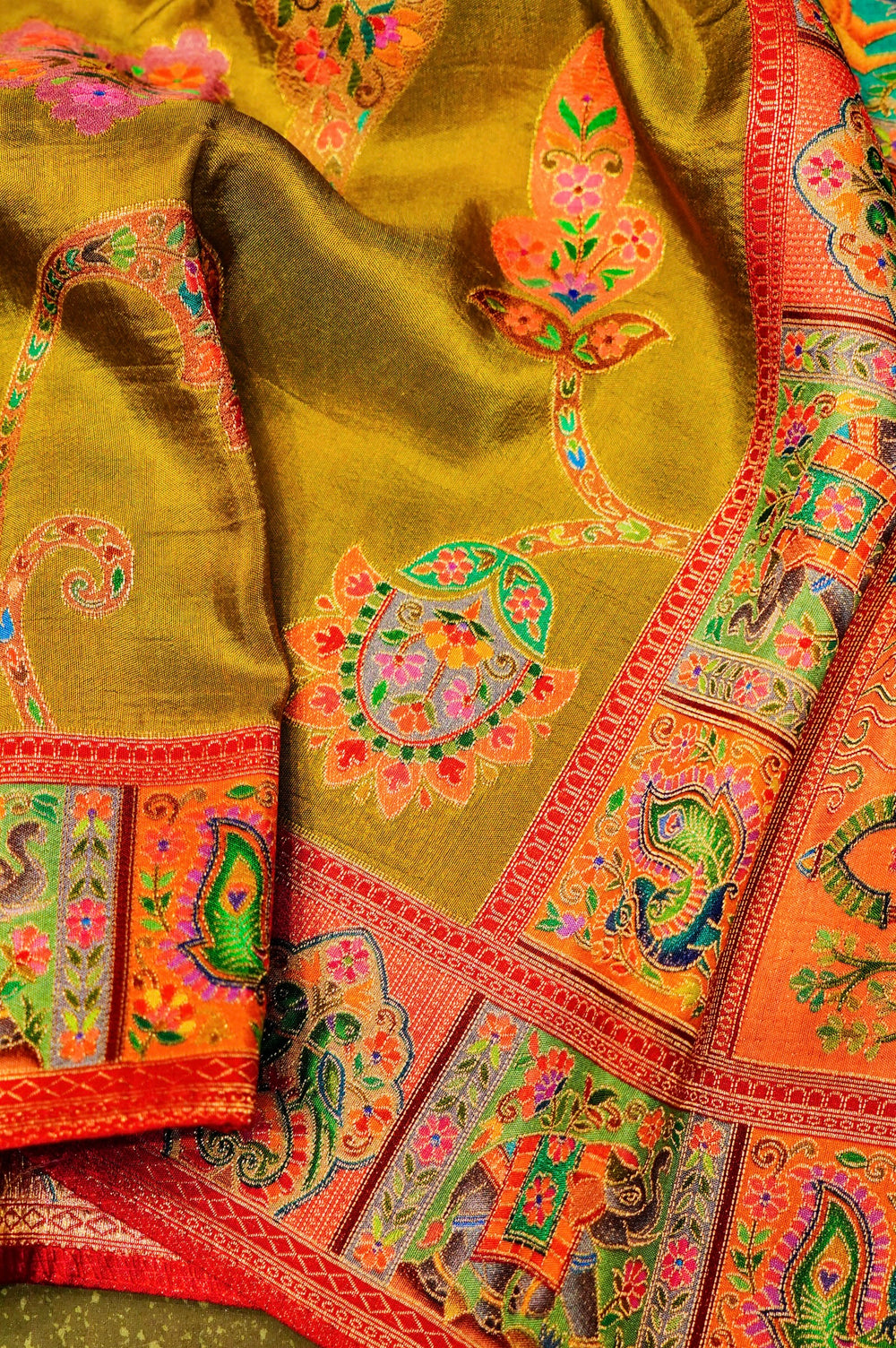 Banarasi Mustard Blended Moonga Silk Saree