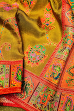 Banarasi Mustard Blended Moonga Silk Saree