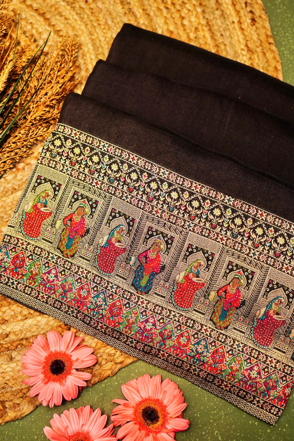 Banarasi Black Blended Moonga Silk Saree