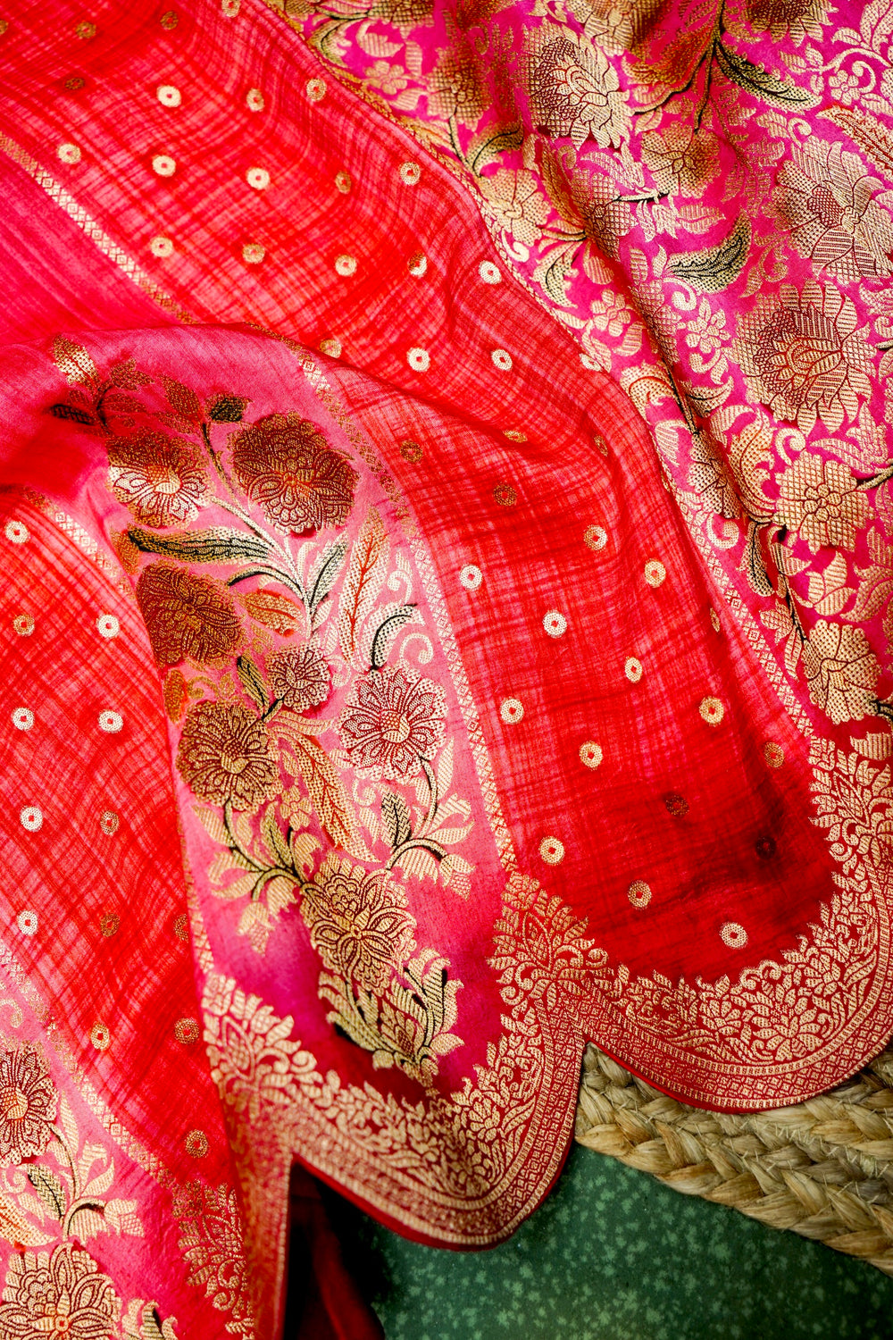 Banarasi Reddish Pink Blended Moonga Silk Saree