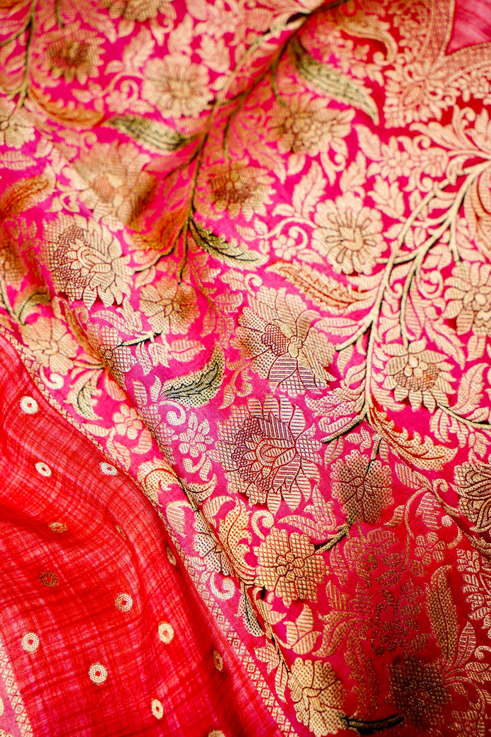 Banarasi Reddish Pink Blended Moonga Silk Saree
