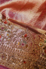 Designer Peach Tissue Silk Saree