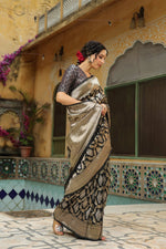 Riwayat | Handwoven Black Banarasi Katan Silk Saree