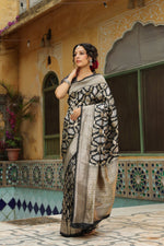 Riwayat | Handwoven Black Banarasi Katan Silk Saree