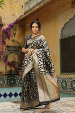 Riwayat | Handwoven Black Banarasi Katan Silk Saree