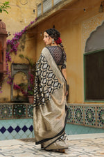 Riwayat | Handwoven Black Banarasi Katan Silk Saree