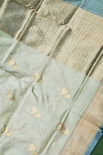 Vantara | Handwoven Light Grey Banarasi Katan Silk Saree