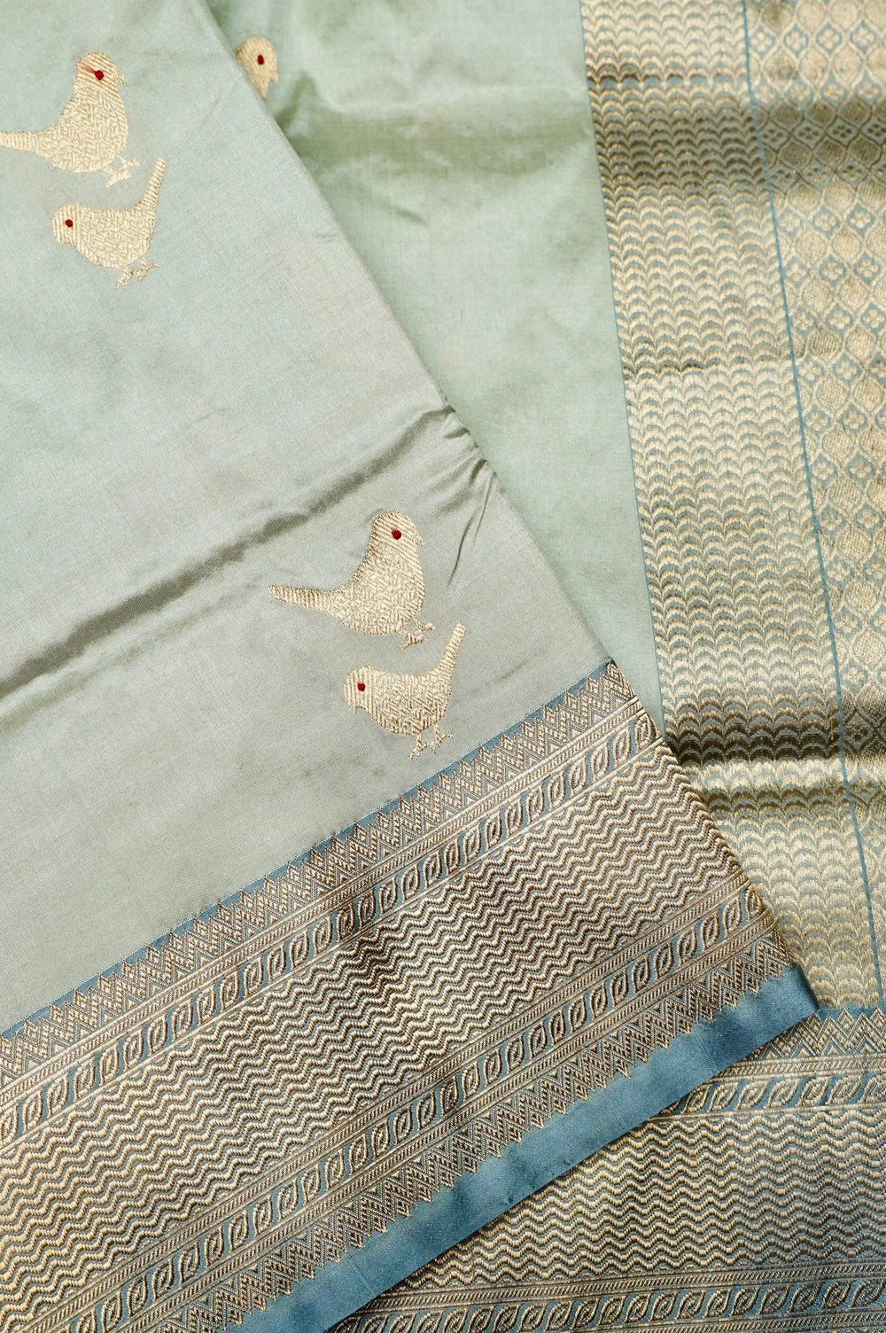 Vantara | Handwoven Light Grey Banarasi Katan Silk Saree