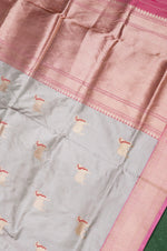 Vantara | Handwoven Grey Banarasi Katan Silk Saree