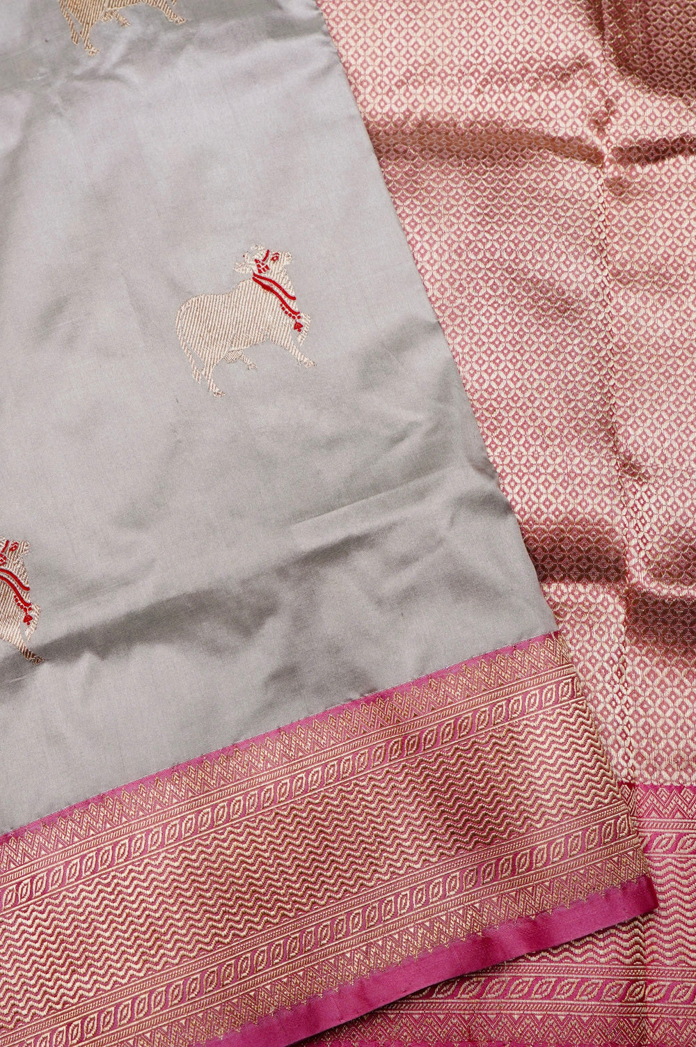 Vantara | Handwoven Grey Banarasi Katan Silk Saree