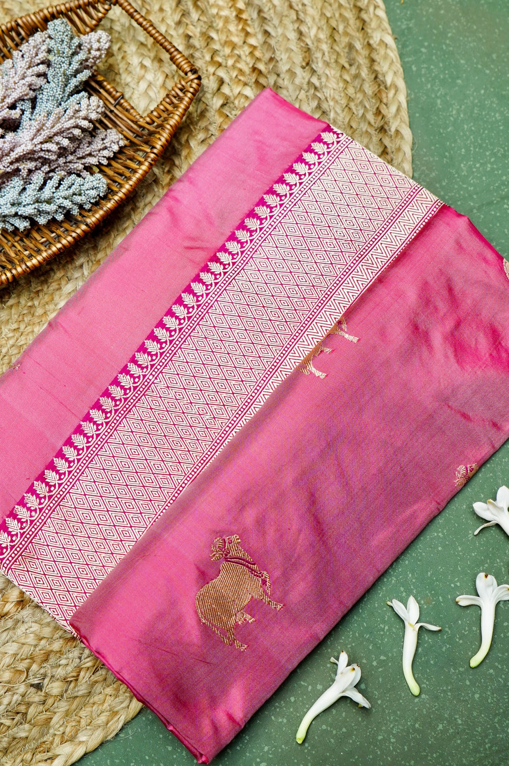 Vantara | Handwoven Pink Banarasi Katan Silk Saree