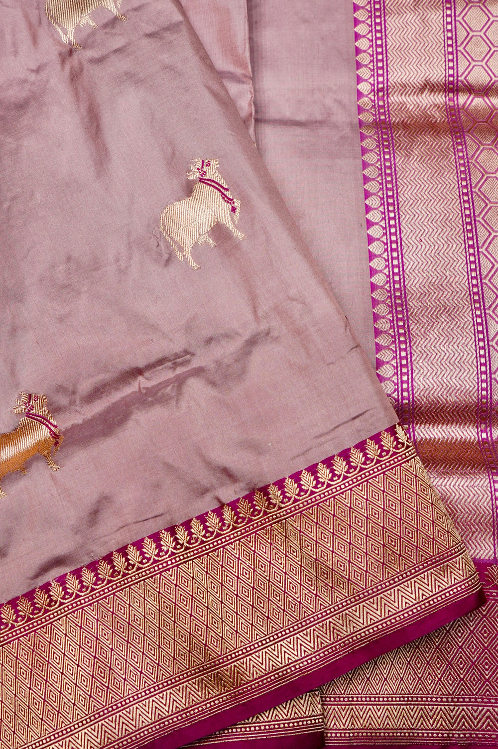 Vantara | Handwoven Baby Pink Banarasi Katan Silk Saree