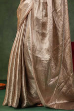 Moti | Handwoven Silver Banarasi Tissue Silk Saree