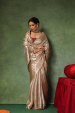 Moti | Handwoven Silver Banarasi Tissue Silk Saree