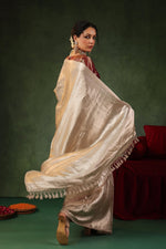 Moti | Handwoven Silver Banarasi Tissue Silk Saree