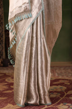 Handwoven Silver Banarasi Tissue Silk Saree