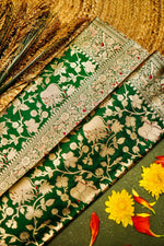 Handwoven Green Banarasi Katan Silk Saree