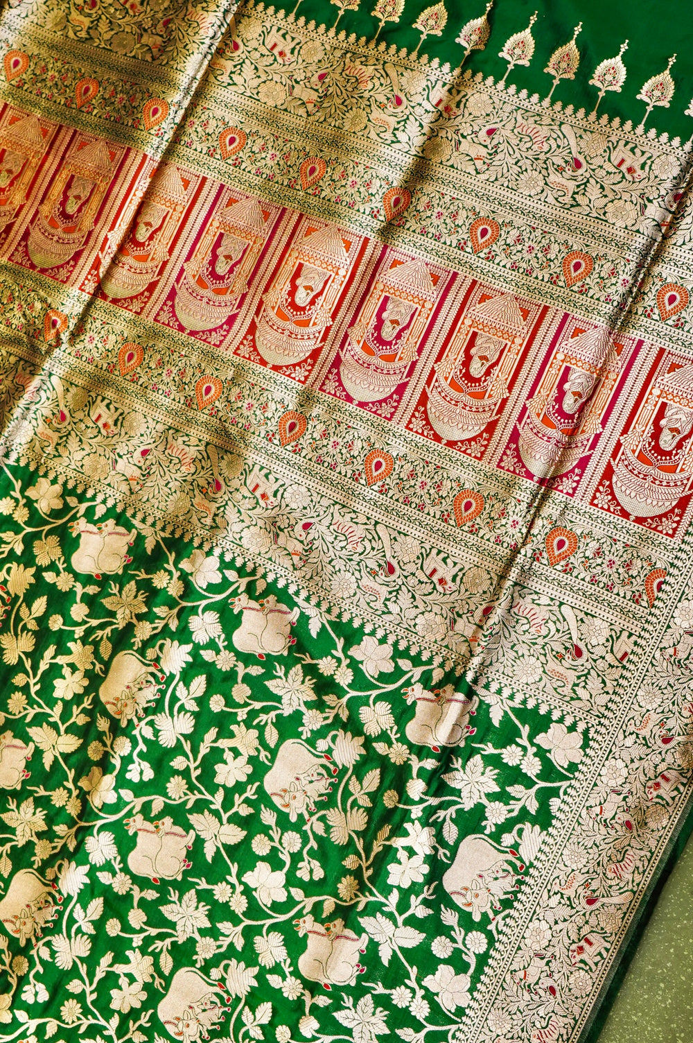 Handwoven Green Banarasi Katan Silk Saree