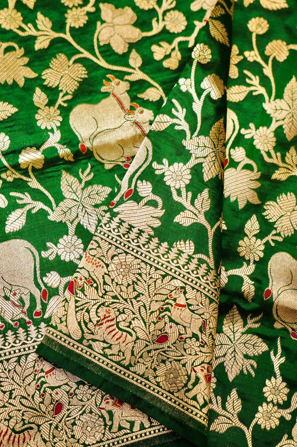Handwoven Green Banarasi Katan Silk Saree