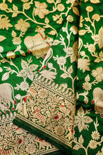 Handwoven Green Banarasi Katan Silk Saree