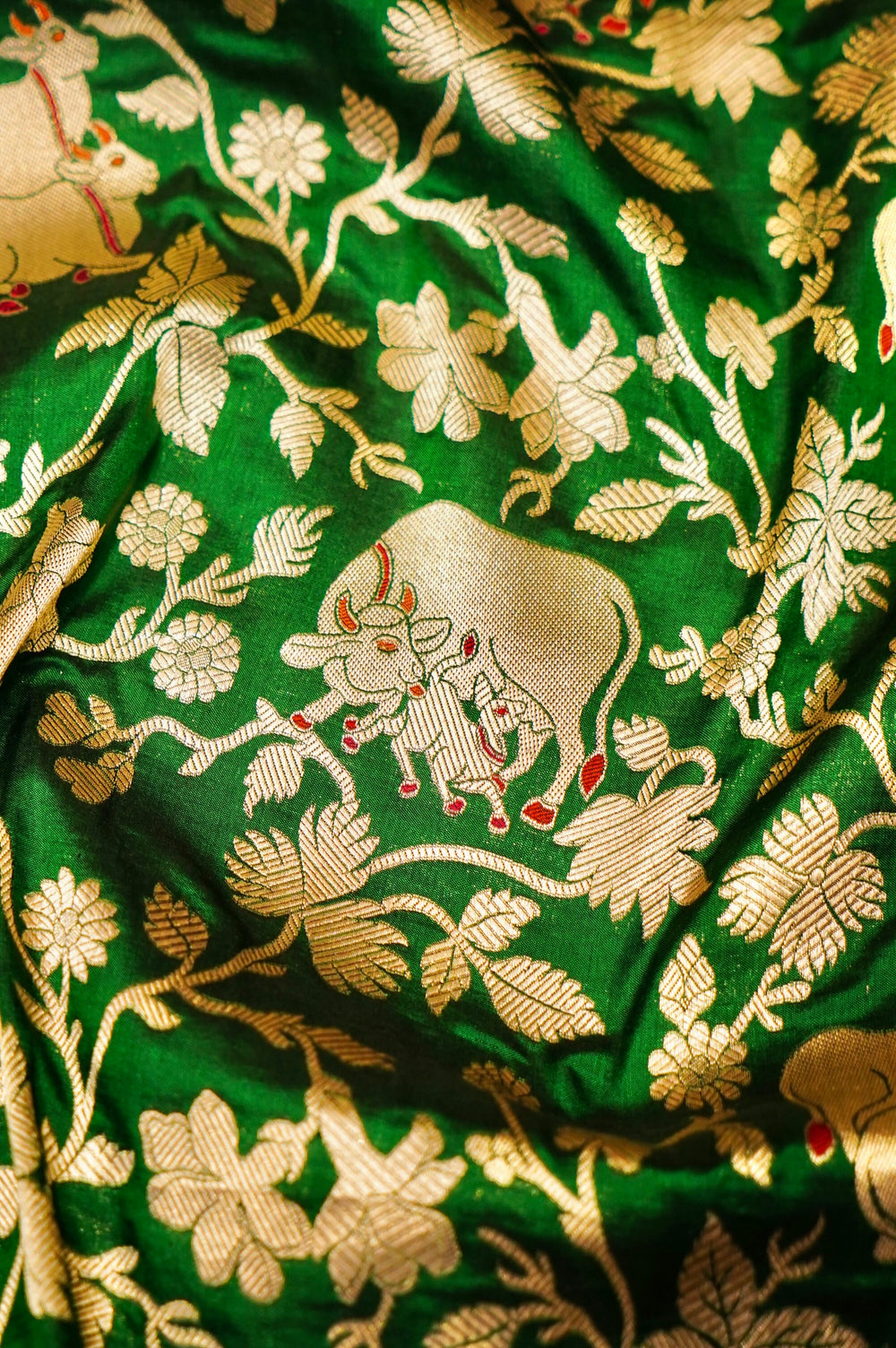 Handwoven Green Banarasi Katan Silk Saree