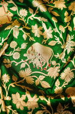 Handwoven Green Banarasi Katan Silk Saree