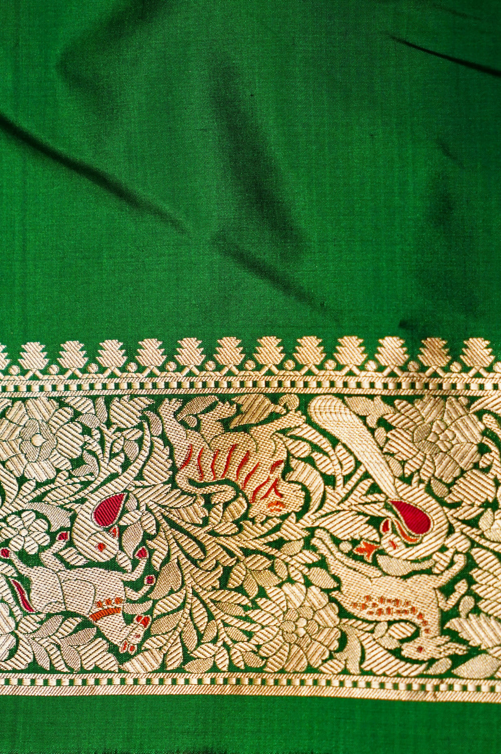Handwoven Green Banarasi Katan Silk Saree
