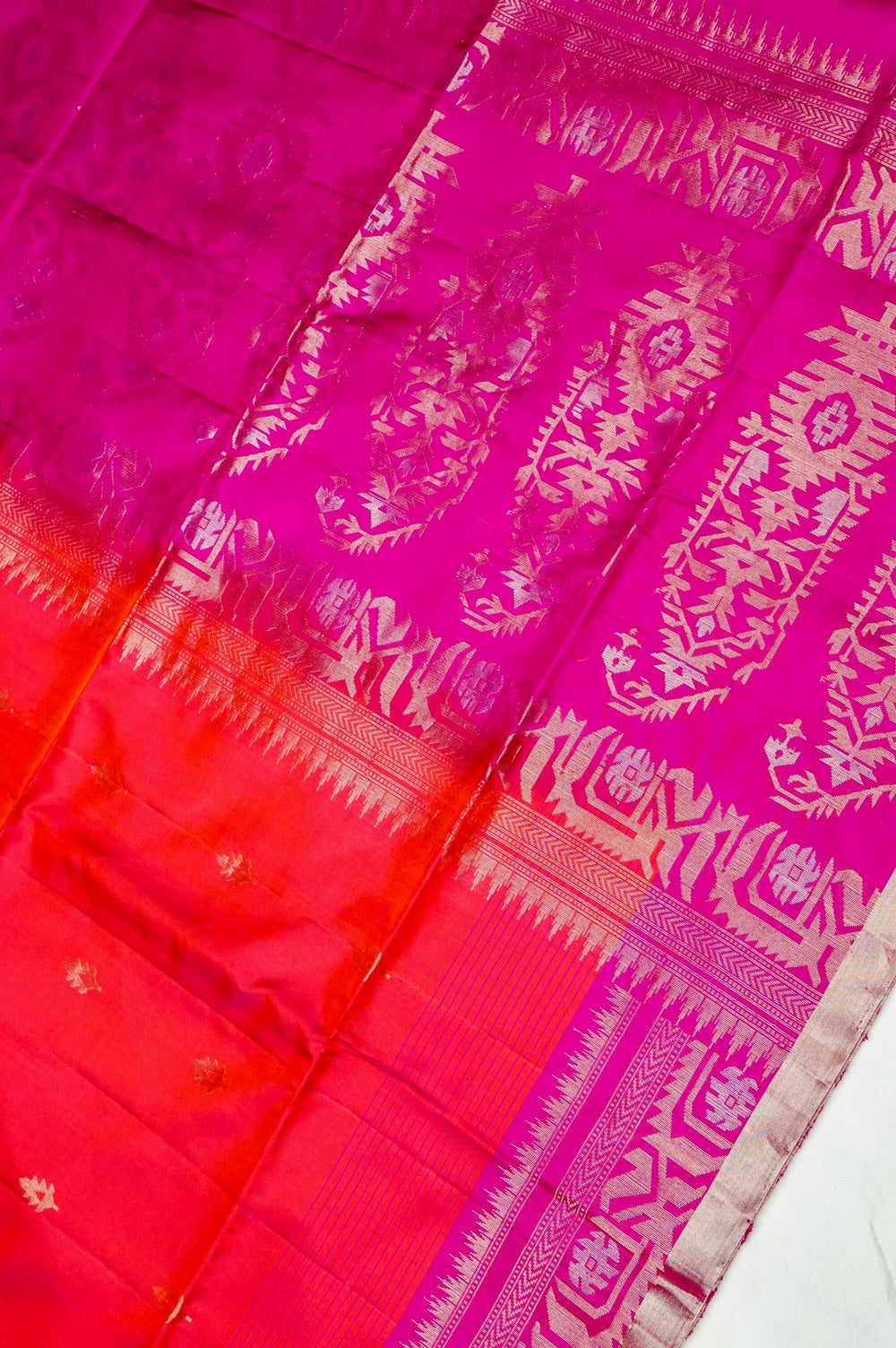 Handwoven Orange  Banarasi Soft Silk Saree