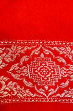 Handwoven Rust Orange Banarasi Mashru Silk Saree