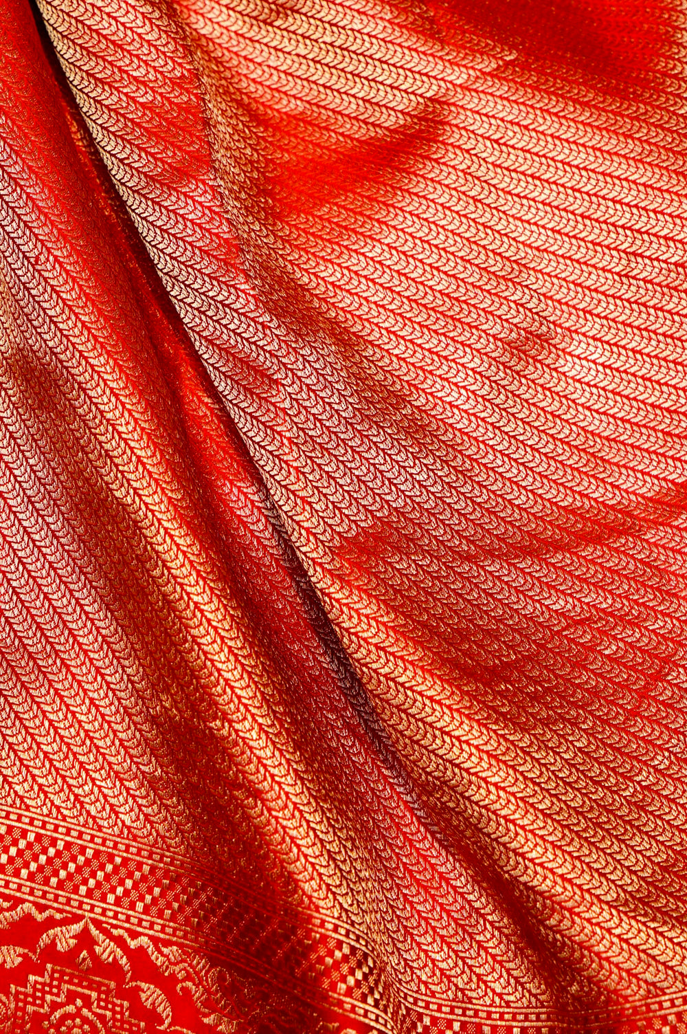 Handwoven Rust Orange Banarasi Mashru Silk Saree