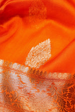 Handwoven Rust Orange Banarasi Organza Saree