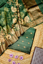Designer Green Tussar Silk Suit