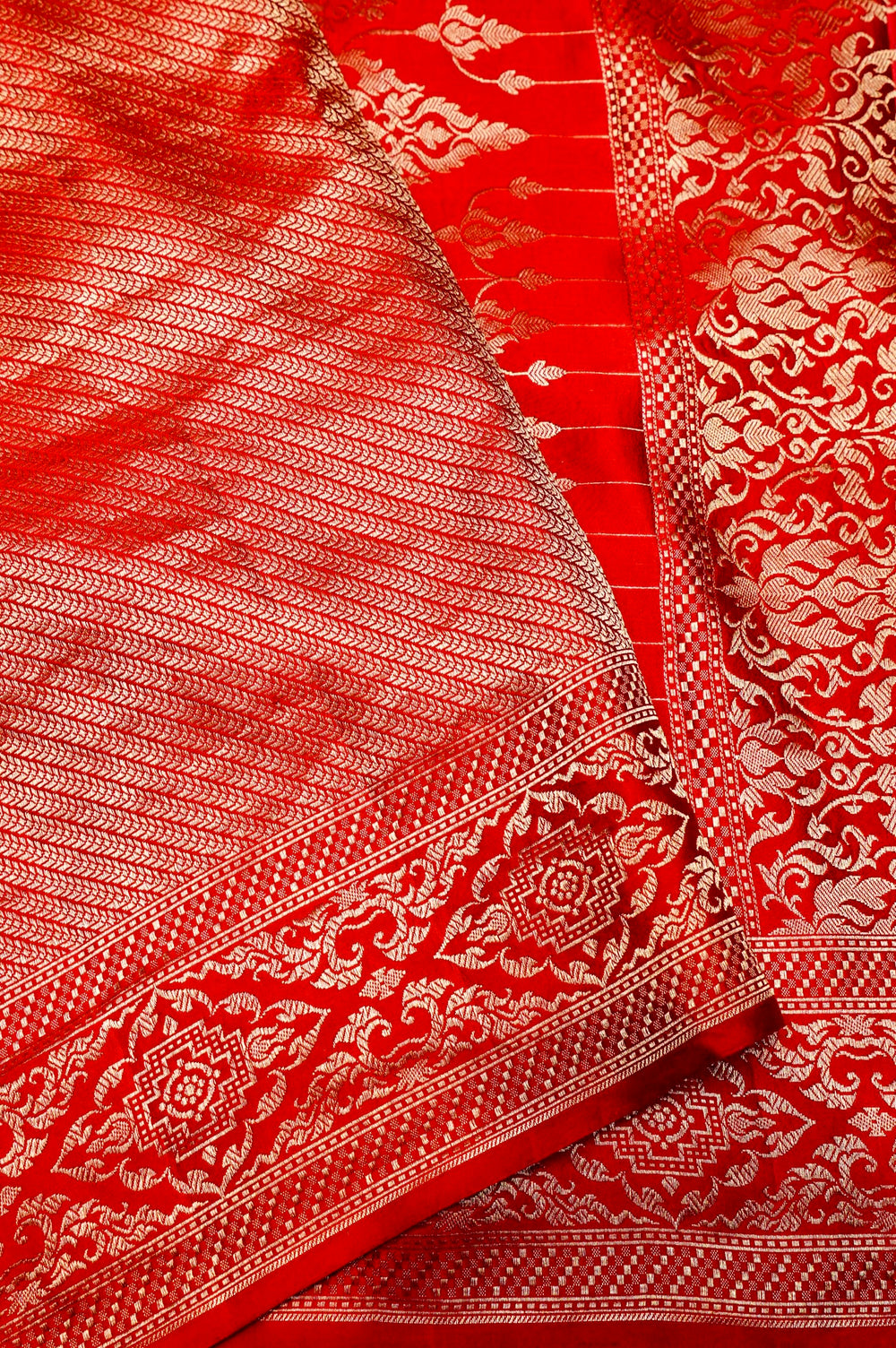 Handwoven Rust Orange Banarasi Mashru Silk Saree