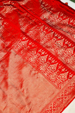 Handwoven Rust Orange Banarasi Mashru Silk Saree