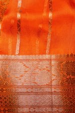 Handwoven Rust Orange Banarasi Organza Saree