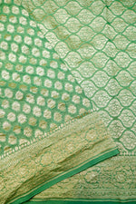 Handwoven Green Banarasi Khaddi Georgette Saree