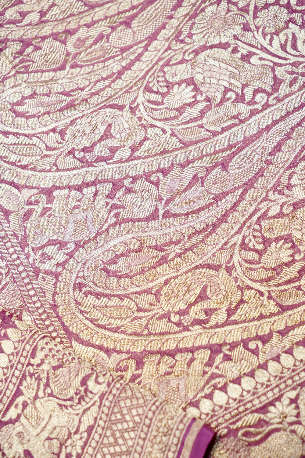 Handwoven Onion Pink Banarasi Khaddi Georgette Saree