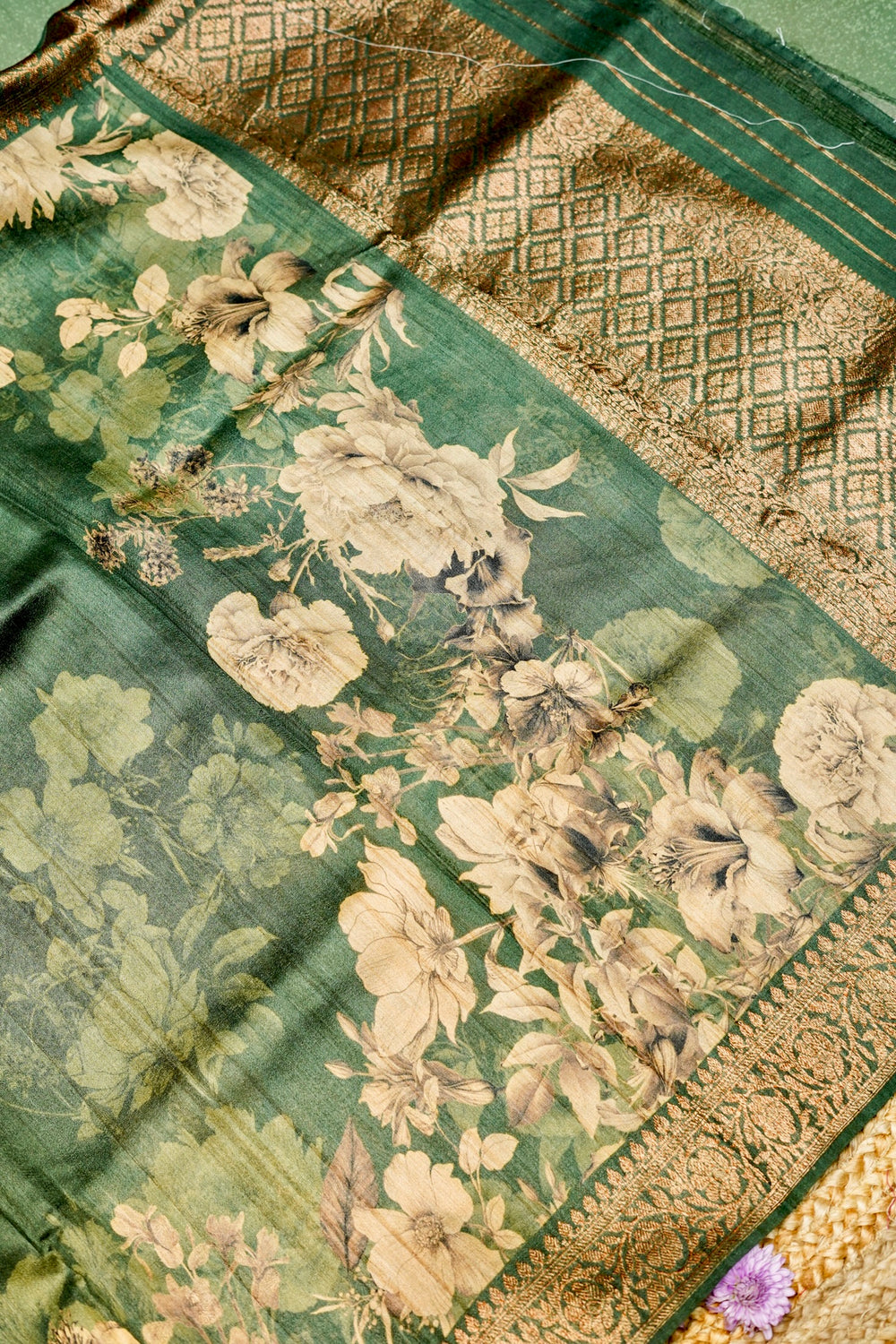 Designer Green Tussar Silk Suit