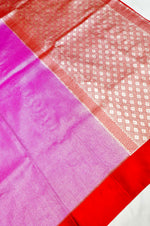 Handwoven Purple Pink Banarasi Moonga Silk Saree
