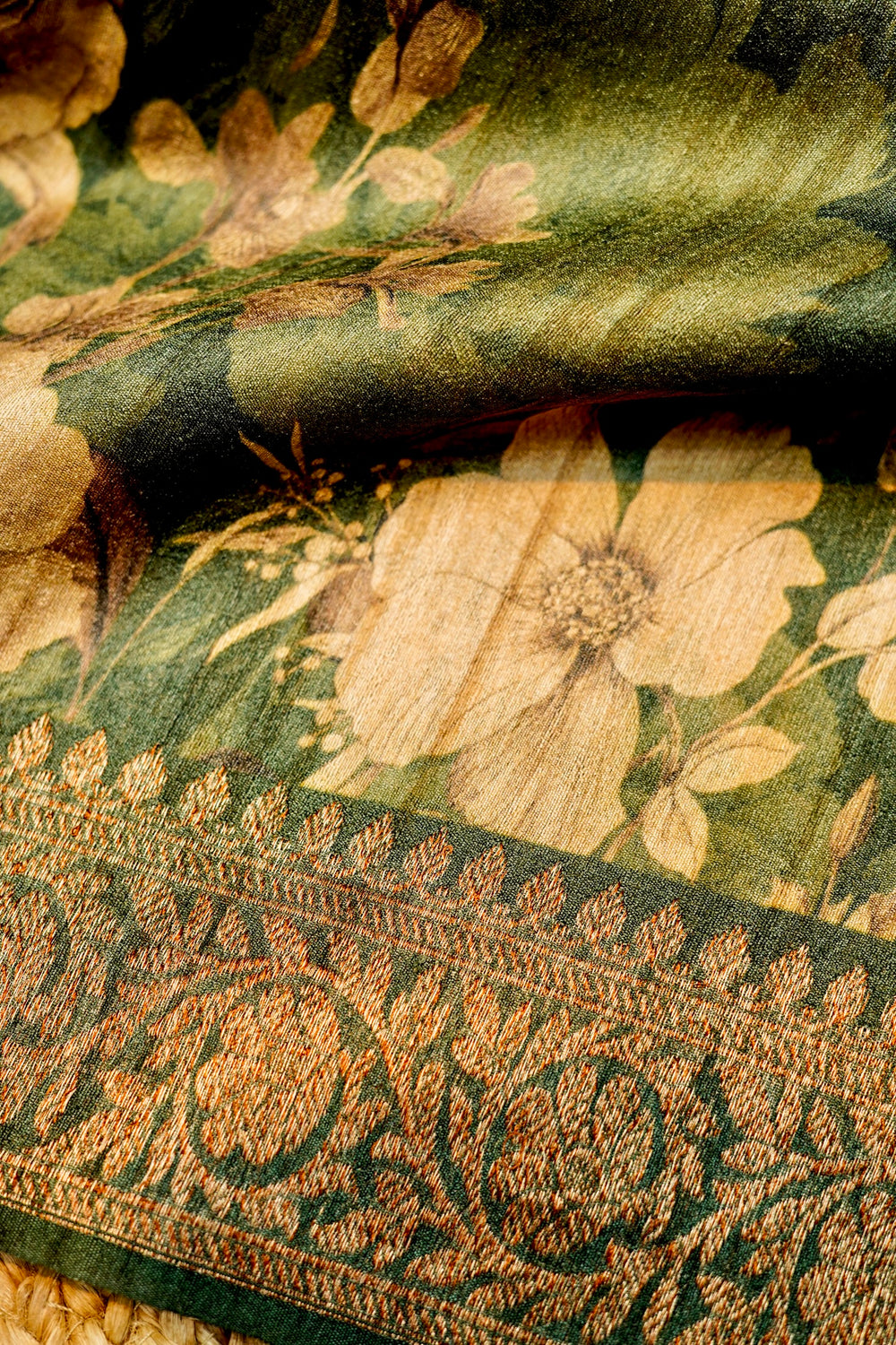 Designer Green Tussar Silk Suit