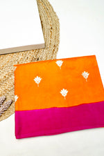 Handwoven Orange Banarasi Moonga Silk Saree