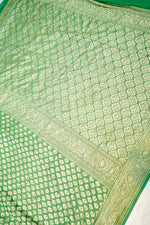 Handwoven Green Banarasi Khaddi Georgette Saree