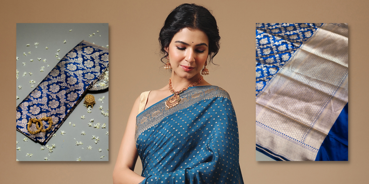 Tisha Sky Blue Banarasi Saree – Zariknyaa