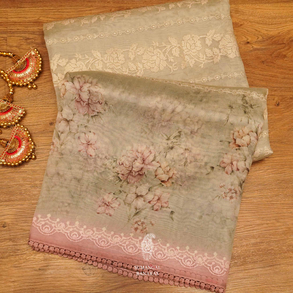 Grey Banarasi Saree - Sumangal Banaras