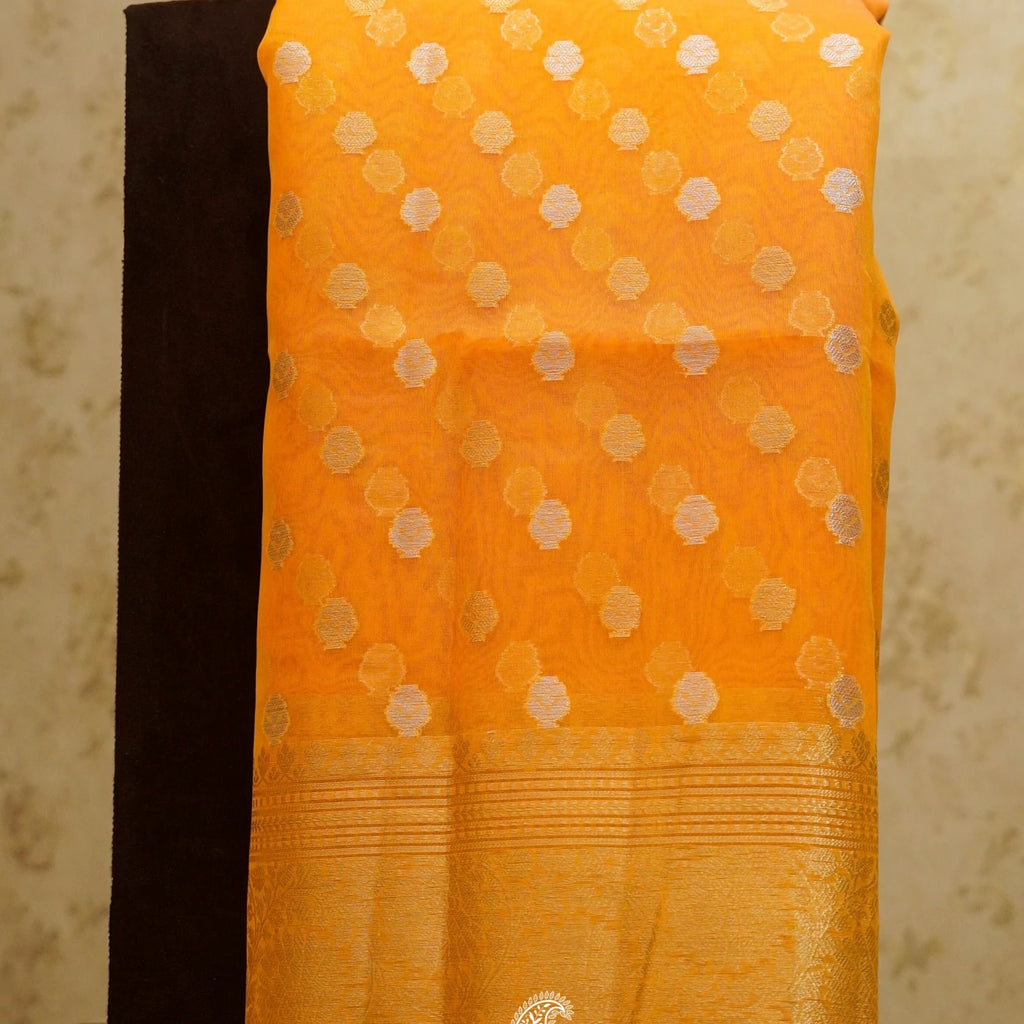 Orange Banarasi Saree - Sumangal Banaras