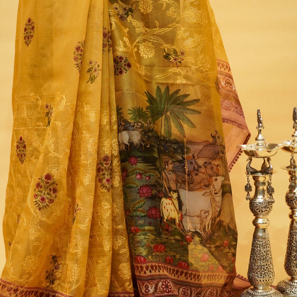 Yellow Banarasi Saree: Perfect for Weddings, Festivals, and More - Sumangal Banaras