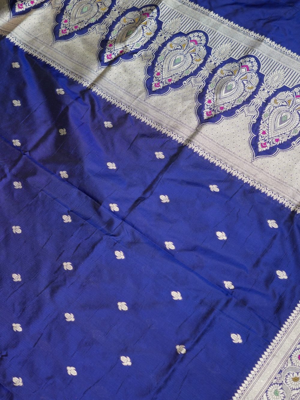 Handwoven Dark Blue Banarasi Katan Silk Suit